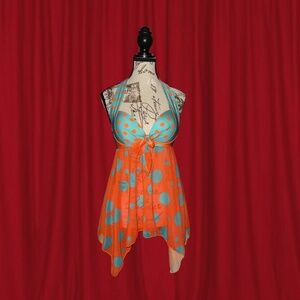 polka dot halter tankini swim top